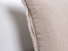 Embroidered Linen Lumbar Cushion, Ecru