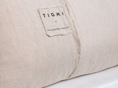 Embroidered Linen Lumbar Cushion, Ecru