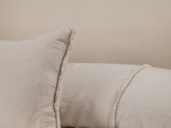 Embroidered Linen Lumbar Cushion, Ecru