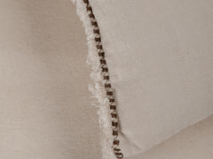 Embroidered Linen Lumbar Cushion, Ecru