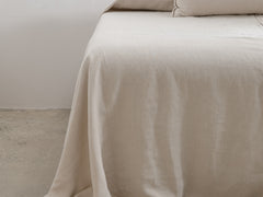 Embroidered Linen Bedspread, Ecru