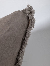 Embroidered Linen Lumbar Cushion, Cocoa