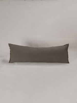 Embroidered Linen Lumbar Cushion, Cocoa