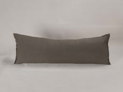 Embroidered Linen Lumbar Cushion, Cocoa