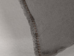Embroidered Linen Lumbar Cushion, Cocoa