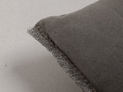 Embroidered Linen Lumbar Cushion, Cocoa