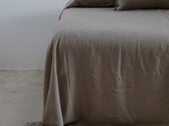 Embroidered Linen Lumbar Cushion, Cocoa