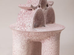 Petite Temple Sculpture in Volcanic Pink Glaze