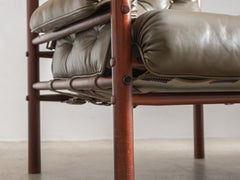 1970s Armchair in Spruce Leather