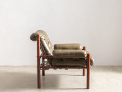 1970s Armchair in Spruce Leather