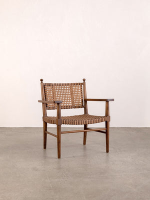 Italian Wood & Leather Armchair 01