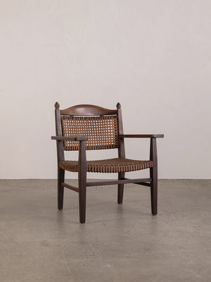 Italian Wood & Leather Armchair 02