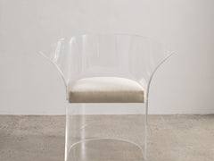 Lucite Club Chair with Shell Velvet Cushion