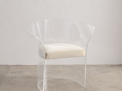 Lucite Club Chair with Shell Velvet Cushion