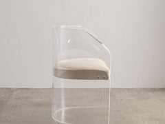 Lucite Club Chair with Shell Velvet Cushion