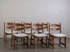 Mid Century Brutalist Dining Chair with Boucle Upholstery