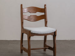 Mid Century Brutalist Dining Chair with Boucle Upholstery