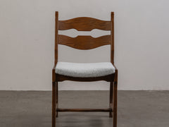 Mid Century Brutalist Dining Chair with Boucle Upholstery
