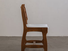Mid Century Brutalist Dining Chair with Boucle Upholstery