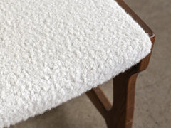 Mid Century Brutalist Dining Chair with Boucle Upholstery