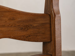 Mid Century Brutalist Dining Chair with Boucle Upholstery