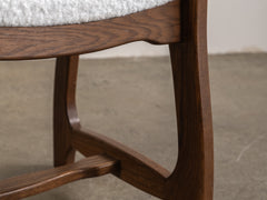 Mid Century Brutalist Dining Chair with Boucle Upholstery