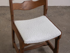 Mid Century Brutalist Dining Chair with Boucle Upholstery