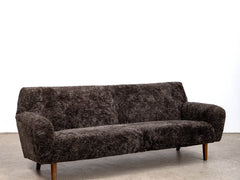 Mid-Century Danish Sofa with Sheepkin Upholstery