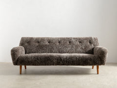 Mid-Century Danish Sofa with Sheepkin Upholstery