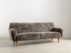 Mid-Century Danish Sofa with Sheepkin Upholstery