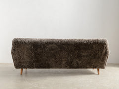 Mid-Century Danish Sofa with Sheepkin Upholstery