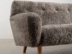 Mid-Century Danish Sofa with Sheepkin Upholstery
