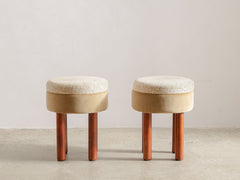 1960s Italian Stool in Cheetah Jacquard