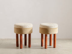 1960s Italian Stool in Cheetah Jacquard