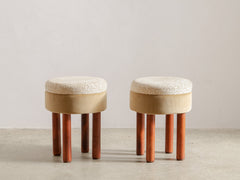 1960s Italian Stool in Cheetah Jacquard