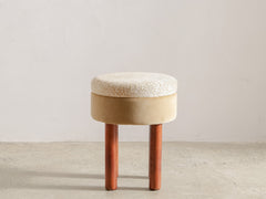 1960s Italian Stool in Cheetah Jacquard