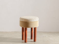 1960s Italian Stool in Cheetah Jacquard