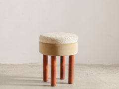 1960s Italian Stool in Cheetah Jacquard