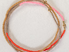 Pink Gold Red Stack Bracelet