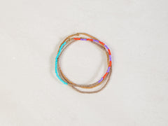 Red Purple Gold Turquoise Stack Bracelet