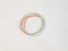 Turquoise White Silver Stack Bracelet