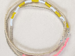 Sky Blue Neon Yellow Pink Stack Bracelet