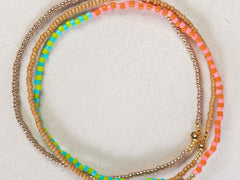 Mint Turquoise Gold Stack Bracelet