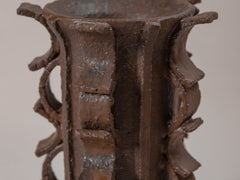 Rythme Vase 12 in Motar Stoneware with Marron Glaze