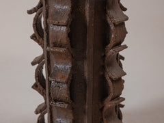 Rythme Vase 12 in Motar Stoneware with Marron Glaze