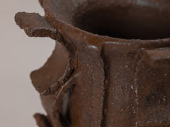Rythme Vase 12 in Motar Stoneware with Marron Glaze