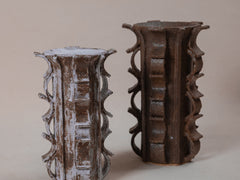 Rythme Vase 15 in Mahogany and White Glaze