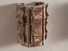 Rythme Wall Sconce 01 in White Stoneware and Mahogany Glaze