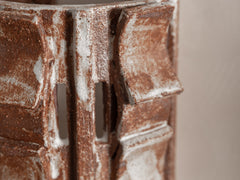 Rythme Wall Sconce 01 in White Stoneware and Mahogany Glaze