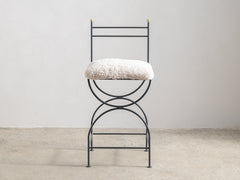 Soleil Stool with Back - Charcoal with Sheepskin